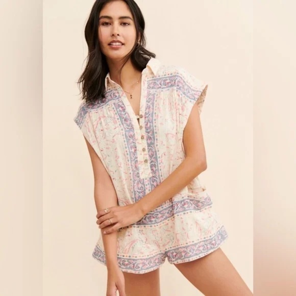 EUC Free People Telly Oversized Floral Print Romper Size SMALL - Picture 1 of 7